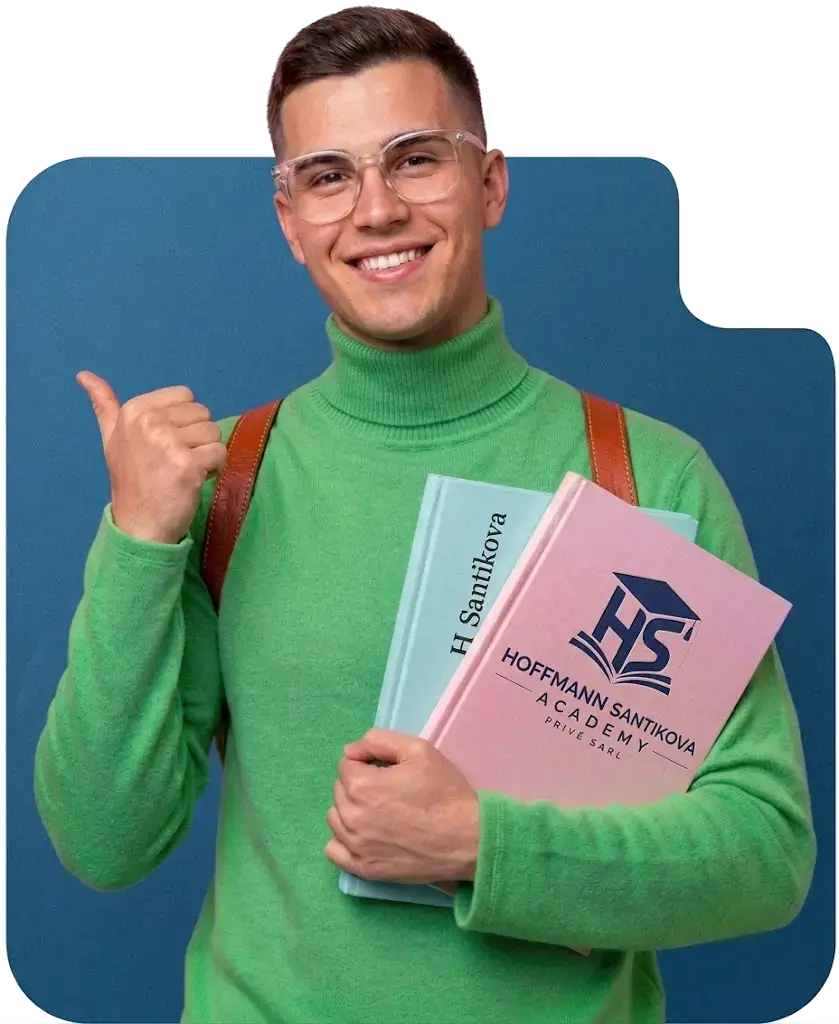 German and English courses in Agadir – student learning with German textbooks at Hoffmann Santikova Academy